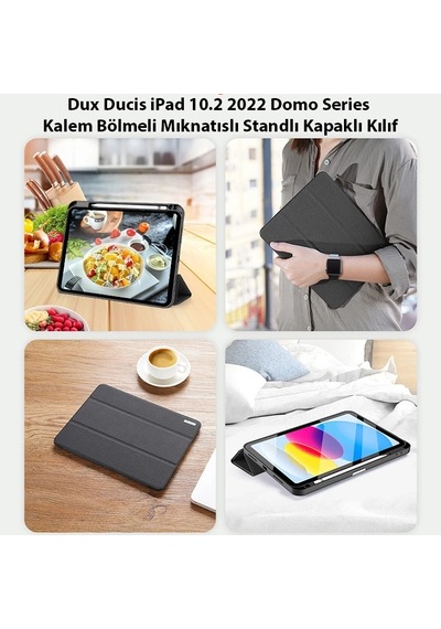 Dux Ducis Apple iPad Uyumlu, 10.9 2022 Kılıf Domo Series Kalem Bölmeli Mıknatıslı Standlı Kapaklı Kılıf- 5775