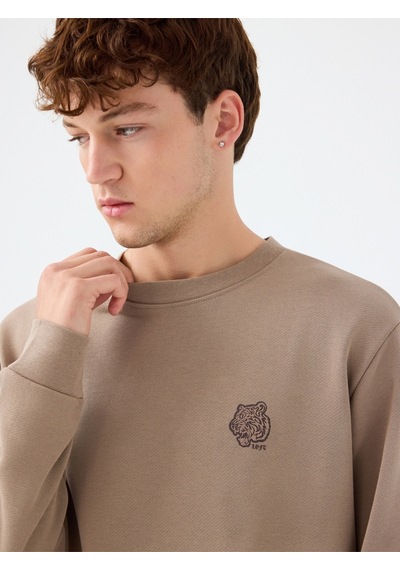 Regular Fit Erkek Sweatshirt Light Brown