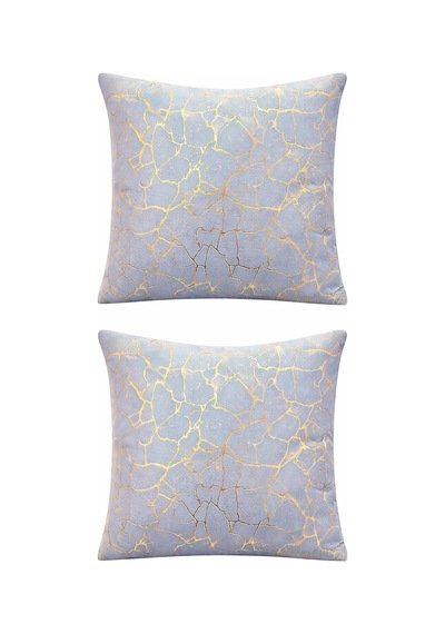 Soho Kumaş Altın Varak Desenli Dekoratif 4'lü Kırlent Yastık Kılıfı Seti - 42 X 42 Cm 2, Açık Gri 2'li Çok Renkli