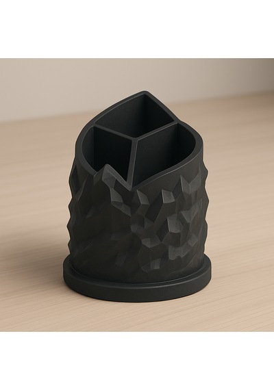 Spiral Dağ Temalı 3 Bölmeli Kalemlik Kalem Kutusu 3d Baskı Tasarım Dayanıklı Pla Hammadde Çap: 11 Cm Yükseklik: 13 Cm Siyah