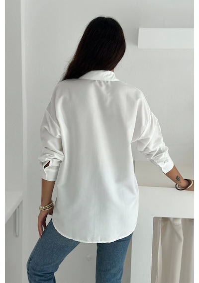 Asprin Fashion Kalp Cepli Gömlek Beyaz