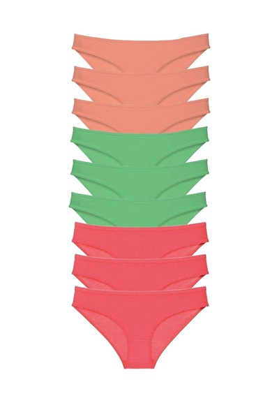 Royaleks 9 adet Süper Eko Set Likralı Kadın Slip Külot Pudra Yeşil Fuşya RYL-EKO9026 Yeşil