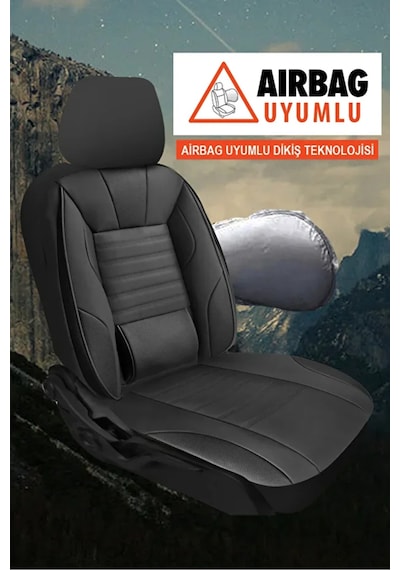 Renault Duster I Facelift 2013 1.5 Dci 85 Hp 2019 Uyumlu Stone Serisi Deri Siyah Oto Kılıfı Tam Set
