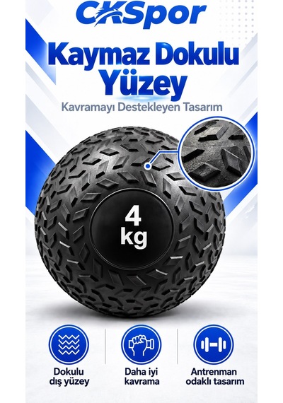 Ckspor 4 Kg Zıplamayan Sağlık Topu Slam Ball Crossfit Fitness Fonksiyonel Antrenman Ağırlık Topu