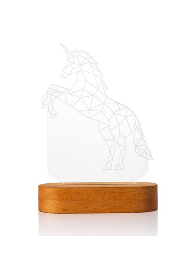 Sweet Unicorn 3 Boyutlu Led Masa Lambası - 60x140x30 Mm - Usb Bağlantılı Sarı Işık Altın - Çok Renkli
