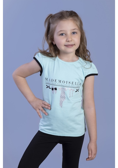 Toontoy Kids Toontoy Kız Çocuk Sim Baskılı Yarım Kollu T-shirt Mint Yeşili