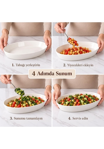 Porselen Büyük Kayık Tabak 28 17 Cm, Beyaz Oval Servis Ve Sunum Tabağı, Yükseltilmiş Kenarlı Makarna, Salata, Meze, Kahvaltılık Ve Ana Yemek Tabağı, 1 Adet Çok Renkli