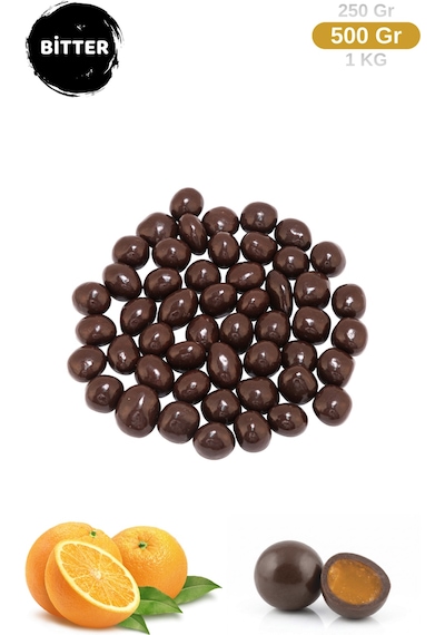 Bitter Çikolata Kaplı Portakal Aromalı Lokum Draje 500 Gr