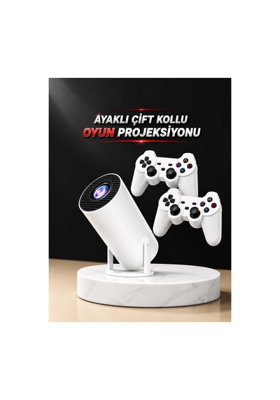 Projeksiyon Cihazı Video Oyun Konsolu Projektör Taşınabilir Ayaklı Çift Kollu 4k Çözünürlüklü 0
