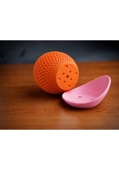 3d Baskı Küre Saksı - Kafes Dokulu İki Parçalı Dekoratif Saksı - Turuncu-pembe