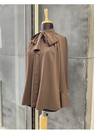 Pera Moda Pile Detaylı Parisfular Yaka Gömlek Kahve