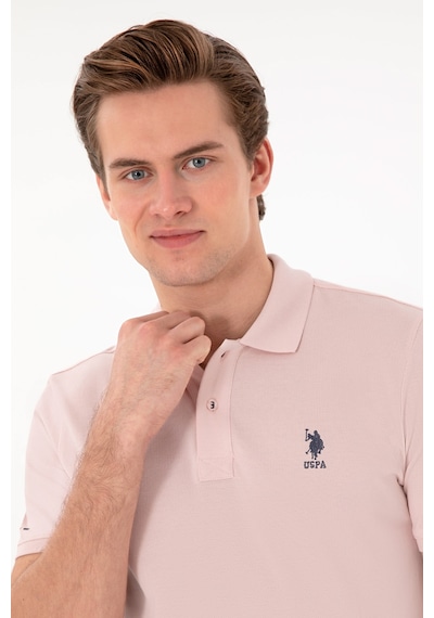 U.S. Polo Assn. Erkek Slim Fit Polo Yaka Pudra Basic Tişört 50298041-VR042