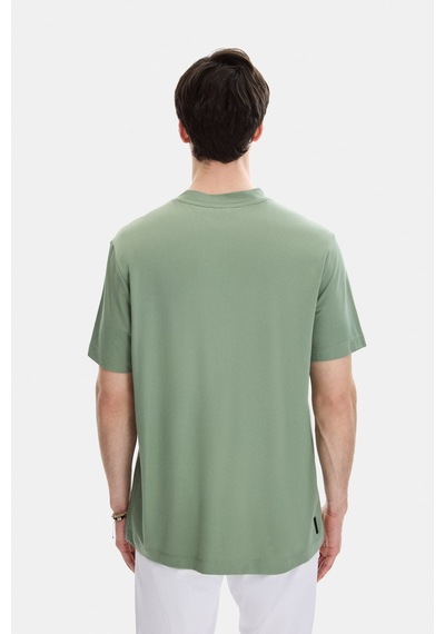Backandbond Adayaçayı Regular Fit Örme Bisiklet Yaka Tişört Mint Yeşili
