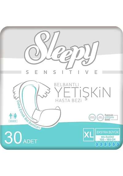 Sleepy Sensitive Belbantlı Yetişkin Hasta Bezi Xlarge 30 Adet 1x30 Paket XL