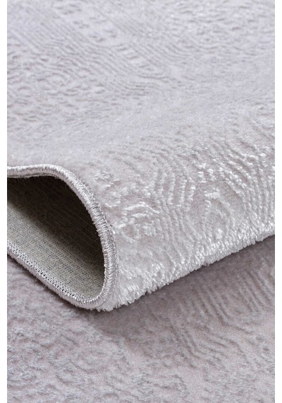 Parlak Saten Dokulu Poem Bambu Tuşe Modern Trend Halı Pm02 Beyaz