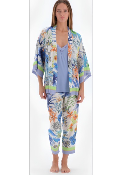 Eros 33534 3 Lü Sabahlıklı Kadın Pijama Takımı Lila