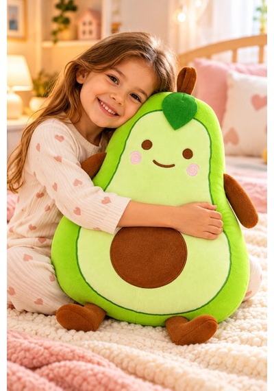 45 Cm Avokado Peluş Yastık Uyku Arkadaşı Büyük Boy Yumuşak Peluş Oyuncak Çok Renkli