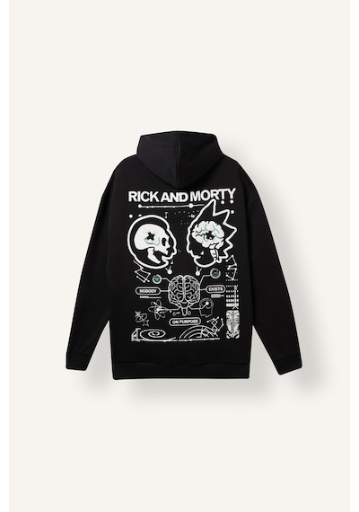 Defacto Rick And Morty Boxy Fit Kapüşonlu Kanguru Cepli Baskılı Sweatshirt H2725ax26aubk81 Siyah-bk81