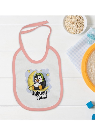 BK Kids Uykucu Güzel Tasarımlı Pembe Bebek Mama Önlüğü Pembe
