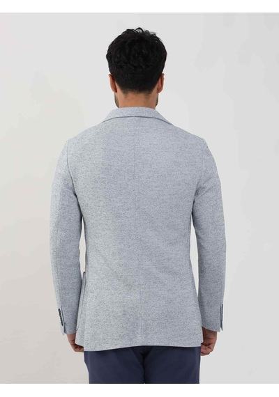 Dufy İndigo Erkek Slim Fit Armürlü Mono Yaka Ceket - 104434-ındigo İndigo