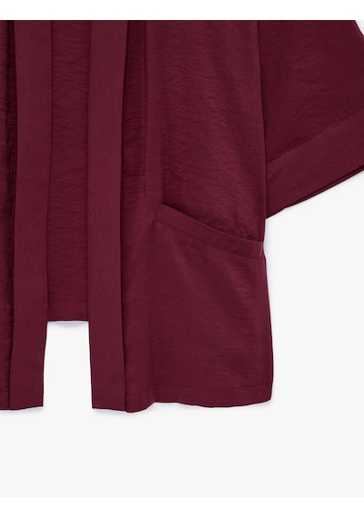 Koton Modal Kumaş Şal Yaka Cepli Uzun Kollu Kimono Ceket Bordo 6sak50042ew