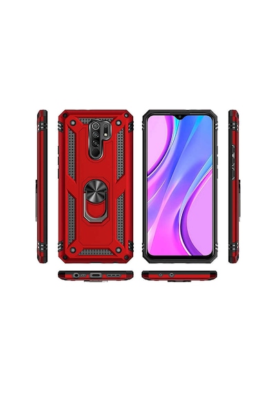 Xiaomi Redmi 9  Kılıf Sert Silikon Yüzüklü Stand Özellikli Kapak