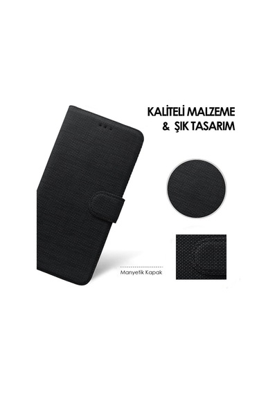 Samsung Galaxy Uyumlu   S10 Kılıfı Cüzdanspor Kumaş Kart Ve Bloknot Bölmeli Kılıf + Ekran Koruyucu Mavi