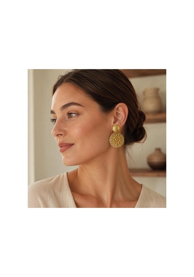 Gold Güneş Figürlü Asetat Detaylı Küpe Gold - 886835897 Gold - 886835897 Gold