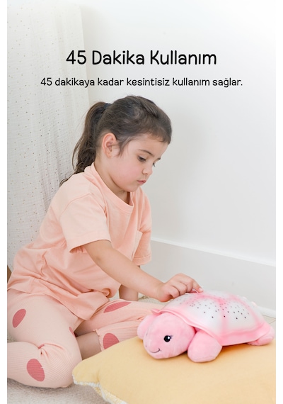 Cloud-b Melodili Parıldayan Yıldızlı Peluş Kaplumbağa 29,5x20x10,5 Cm Pembe
