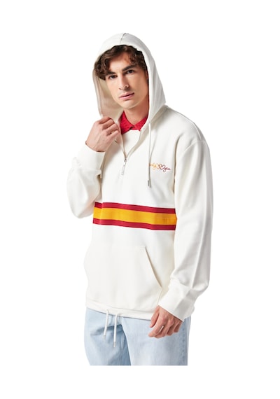 Gsstore X Midground Erkek Fermuarlı Kapüşonlu Sweatshirt E251205 Ekru
