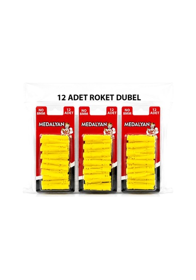Medalyan Dl-86 Roket Dübel 8 Mm Sarı Plastik - 12 Adet- 12'li Paket Diğer