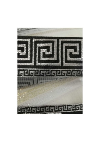Siyah Renk Versace Desenli Gümüş Sim Detaylı Boncuklu Zebra Stor Perde Siyah - 97810384 Siyah