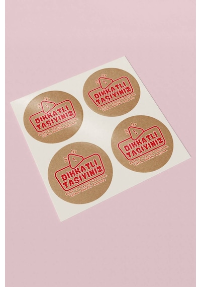 Dikkatli Taşıyınız Kraft Sticker 3x3cm St2273 Çok Renkli