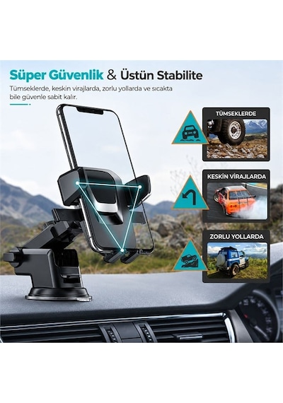 Powerway Tt13 Ayarlanabilir Evrensel Araç İçi Vantuzlu Cam Torpido Telefon Tutucu