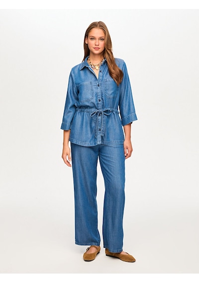 Faik Sönmez Beli Tünelli 3/4 Kol Liyoselli Jean Gömlek S26jgm001 Us26jgm00127 İndigo