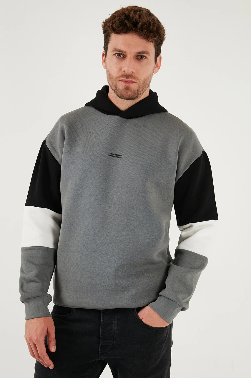 Buratti Pamuklu Relaxed Fit Kapüşonlu Içi Tüylü Yumuşak Şardonlu 2' Li Paket Erkek Sweat 5905299S2 Siyah-Açık Haki