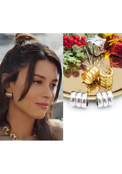 Üçlü Görünümlü Halka Küpe Silver