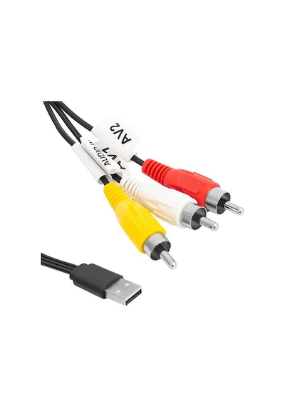 Magicvoice Mv-6596 Siyah 1.2 Metre Usb - 3 Rca Av Görüntü Ve Ses Dönüştürücü Kablo