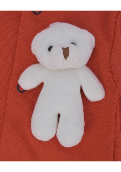 Bebelop Kız Bebek Bear Yazı Baskılı Şapkalı Ayı Oyuncaklı Kız Tulum 2'li 001