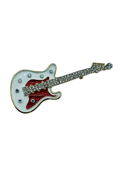 Işıltılı Elektro Gitar Figürlü Tasarım Broş Müzik Tutkusu Yaka İğnesi Çok Renkli