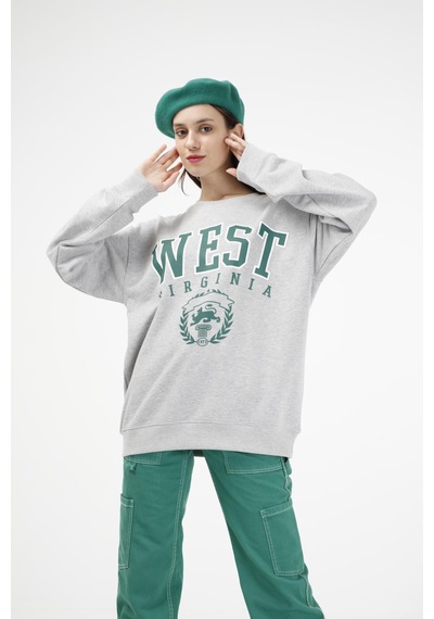 Brz Collection Unisex Oversize West Virginia Sweatshirt Gri