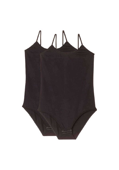 20st 2 Adet Battal Beden İp Askılı Kadın Çıtçıtlı Body Siyah 13-2010