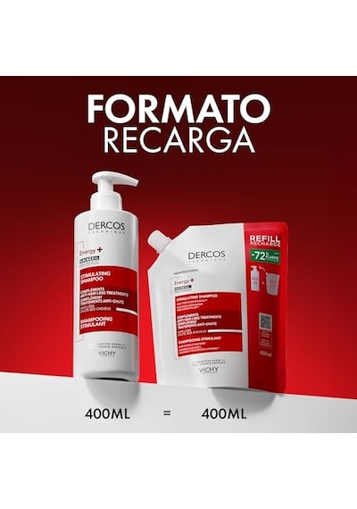 Dercos Energy Dökülme Karşıtı Şampuan Yeniden Dolum Paketi 390 Ml Beyaz