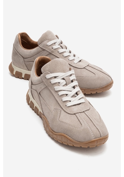 Lars Bej Süet Hakiki Deri Kadın Günlük Sneaker Bej
