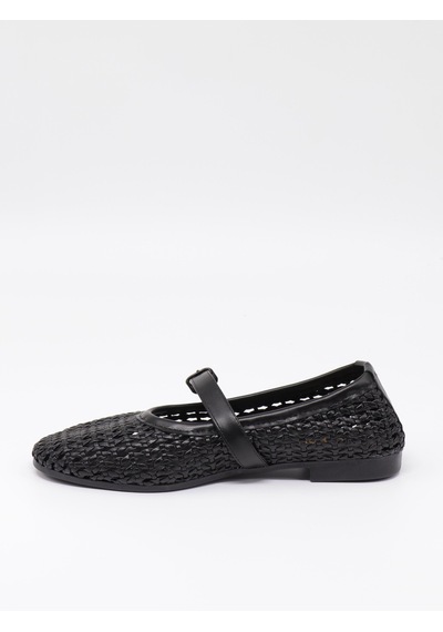 Nesilshoes Nesil Shoes Ceylan 3501 Siyah Hasır Örgü Kadın Babet