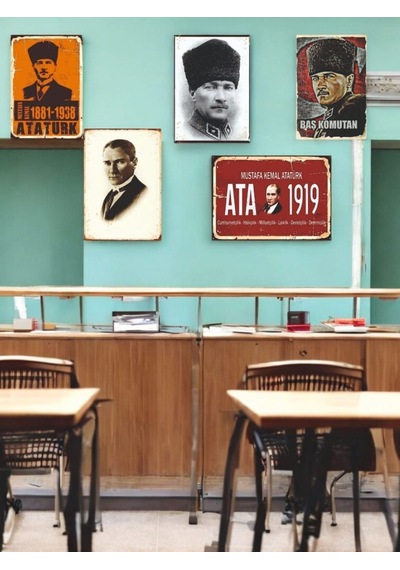 Mustafa Kemal Atatürk Temalı 5 Adet 20cmx29cm Çerçeve Görünümlü A4 Mdf Tablo İle Ev, Okul, Kafe, İş Yeri Dekorasyonunuza Ruh Katan Dekoratif Hediyelik