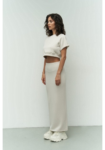 Mai Collection Mai Studios Co. Paloma Bej Crop Etek Takım Bej