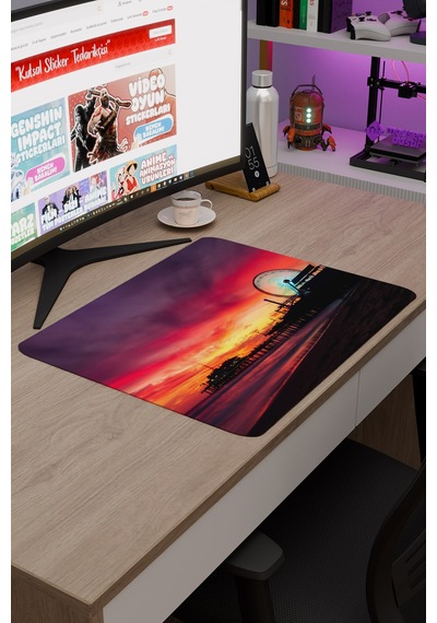 Santa Monica Kaliforniya Abd V1 48x40 Xl Gaming Kauçuk Kaymaz Taban Mouse Pad Fare Altlığı