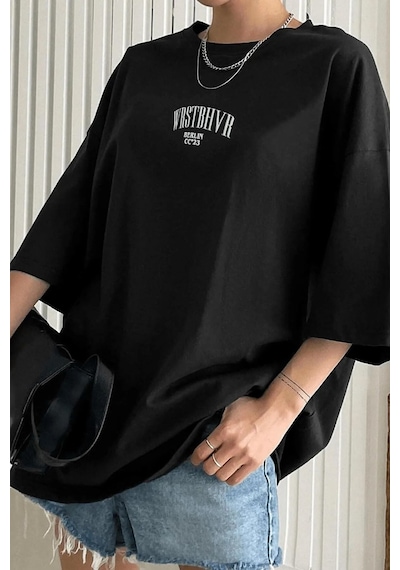 Unisex Dont Baskılı T-shirt Siyah