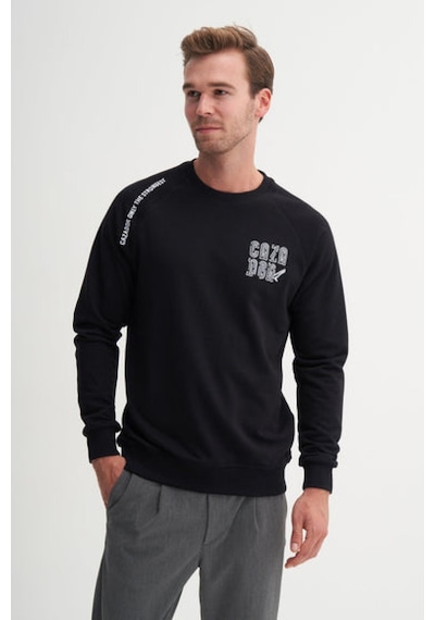 Cazador 53720 Erkek Kapşonlu Yaka Sweatshirt Siyah